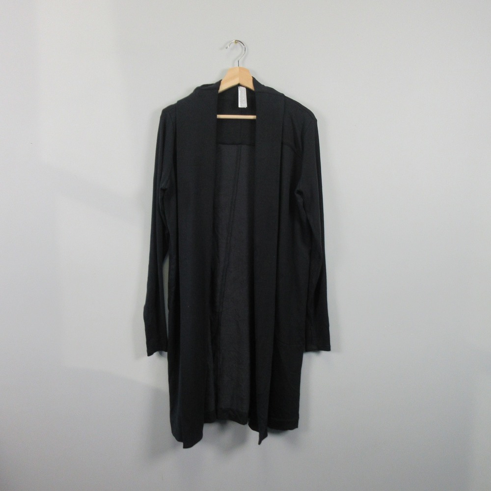 Athleta Pranayama Longline Black Open Front Cardigan Sweater Women's M Medium